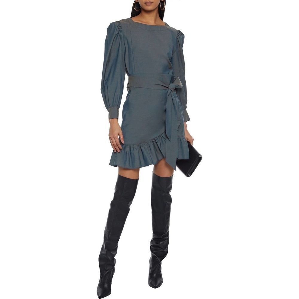 Isabel Marant Etoile Nelicia wrap-effect ruffled wool mini dress FR34